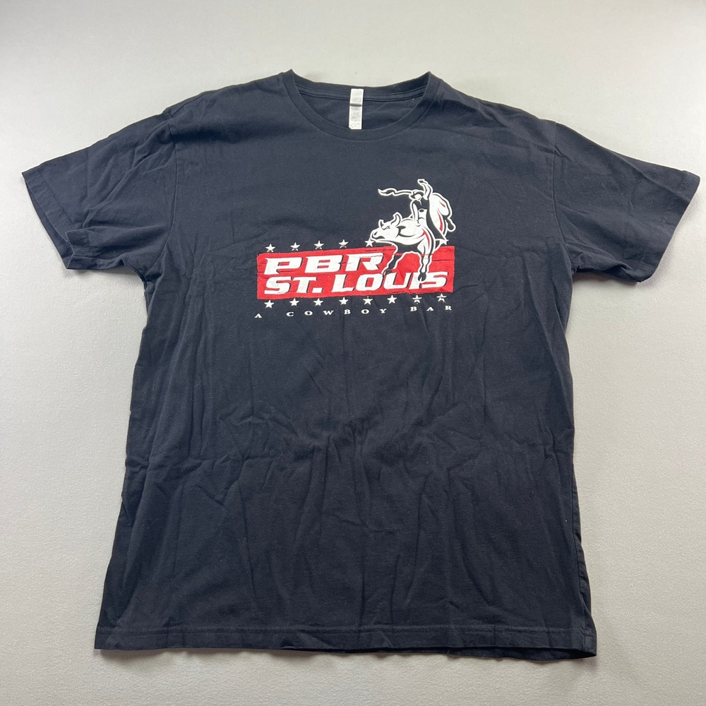 Next Level Apparel PBR St Louis Cowboy Bar T Shirt Men L Black Ride Of Your Life